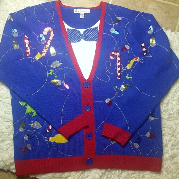Jolly Sweaters NWOT Holiday Party Ugly Sequin XXL - Picture 3 of 8